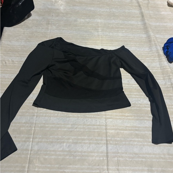 SHEIN Black Off-Shoulder Long Sleeve Top - Picture 2 of 2